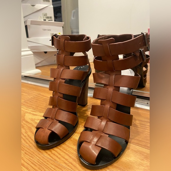 VINCE Nicolette Strappy Leather Sandal, Saddle - Picture 5 of 13